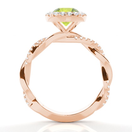 Lünette Fassung Peridot Halo Verlobungsring