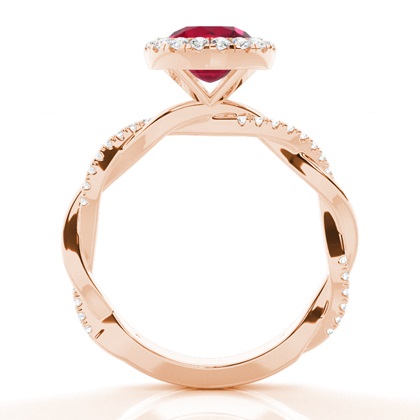 Lünette Fassung Rubin Halo Verlobungsring