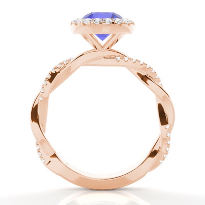 Lünette Fassung Tansanit Halo Verlobungsring