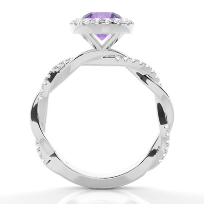 Lünette Fassung Amethyst Halo Verlobungsring