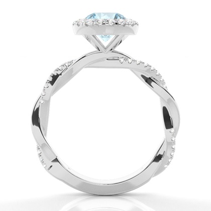 Aquamarin-Halo-Verlobungsring In Zargenfassung