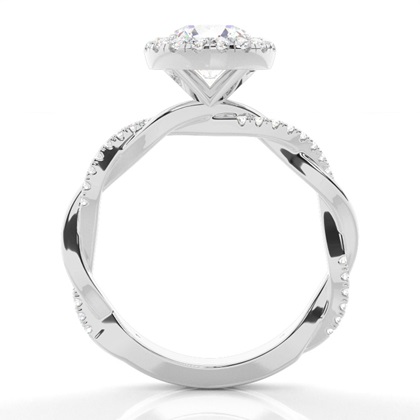 Bezel Set Diamond Halo Engagement Ring