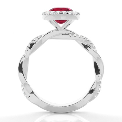 Lünette Fassung Rubin Halo Verlobungsring