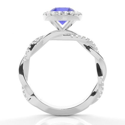Lünette Fassung Tansanit Halo Verlobungsring