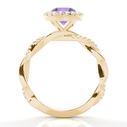 Lünette Fassung Amethyst Halo Verlobungsring