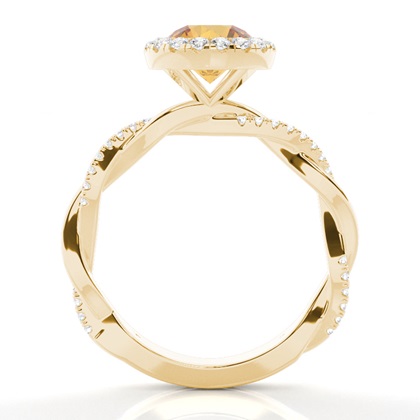 Lünette Fassung Citrin Halo Verlobungsring