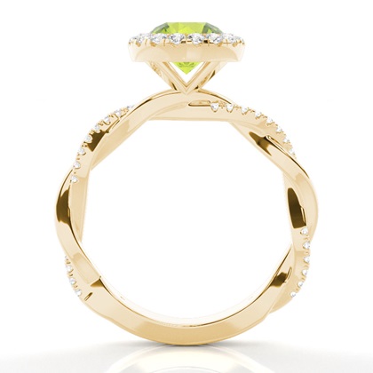 Lünette Fassung Peridot Halo Verlobungsring