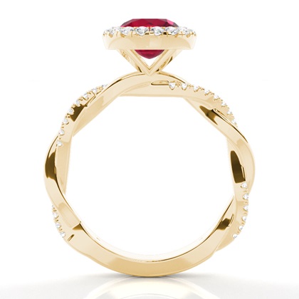 Lünette Fassung Rubin Halo Verlobungsring