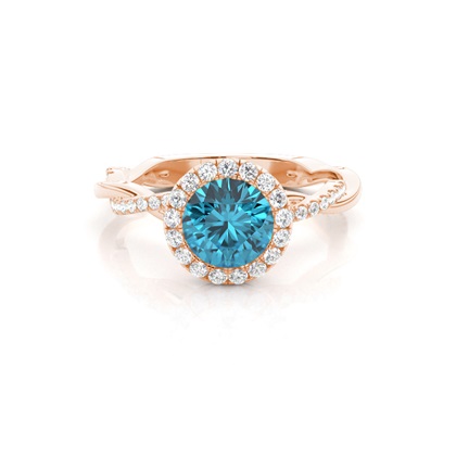 Bezel Setting Topaz Halo Engagement Ring