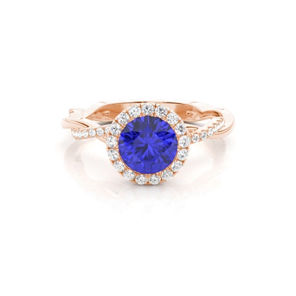 Bezel Setting Tanzanite Halo Engagement Ring
