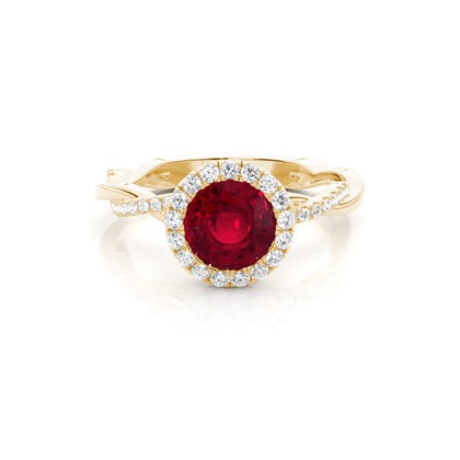 Bezel Setting Ruby Halo Engagement Ring