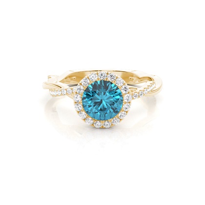 Bezel Setting Topaz Halo Engagement Ring