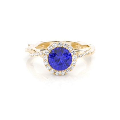 Bezel Setting Tanzanite Halo Engagement Ring