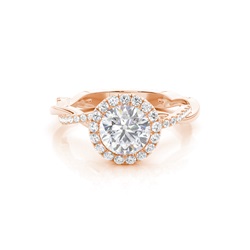 Bezel Set Moissanite Halo Engagement Ring