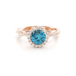 Bezel Setting Topaz Halo Engagement Ring