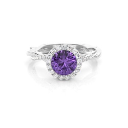 Lünette Fassung Amethyst Halo Verlobungsring