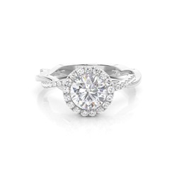 Bezel Set Moissanite Halo Engagement Ring
