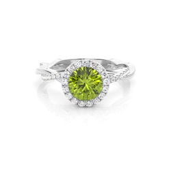 Lünette Fassung Peridot Halo Verlobungsring