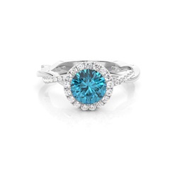 Lünette Fassung Topaz Halo Verlobungsring