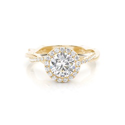 Bezel Set Diamond Halo Engagement Ring