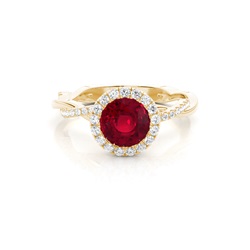Bezel Setting Ruby Halo Engagement Ring