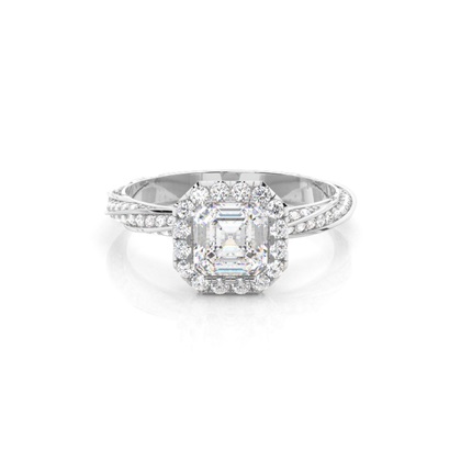 Bezel Set Diamond Halo Engagement Ring