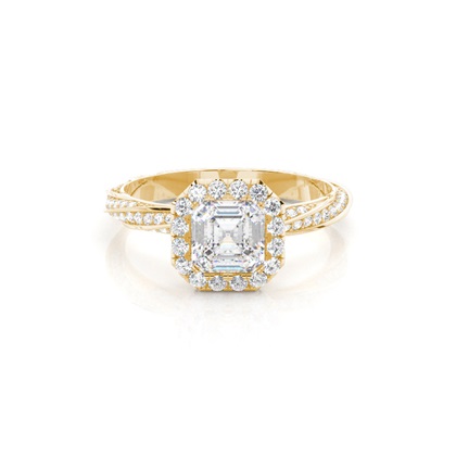 Yellow Gold Halo Diamond Engagement Rings