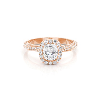 Cushion Rose Gold Halo Diamond Engagement Rings