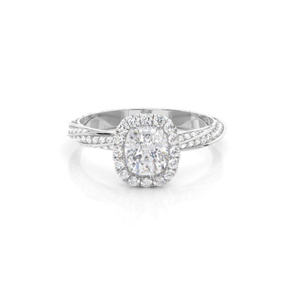 Bezel Set Moissanite Halo Engagement Ring