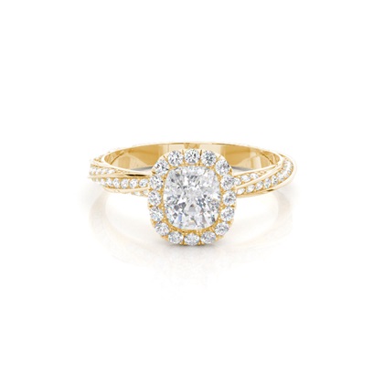 Yellow Gold Twisted Diamond Engagement Rings