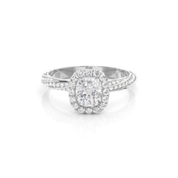 Bezel Set Moissanite Halo Engagement Ring