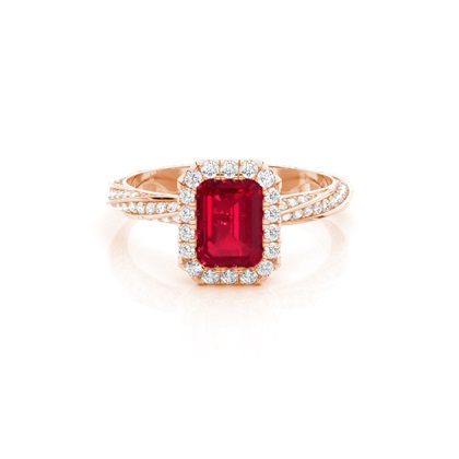 Bezel Setting Ruby Halo Engagement Ring