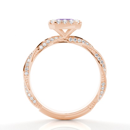 Lünette Fassung Amethyst Halo Verlobungsring