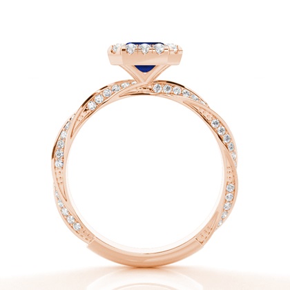Blauer Saphir-Halo-Verlobungsring Mit Lünette In Fassung