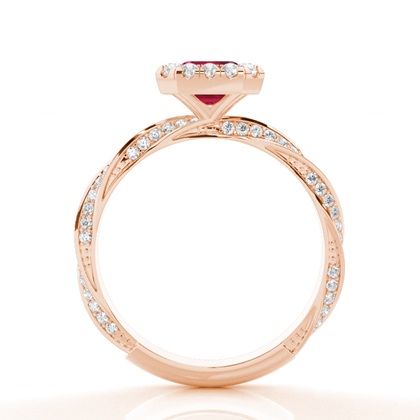 Lünette Fassung Rubin Halo Verlobungsring