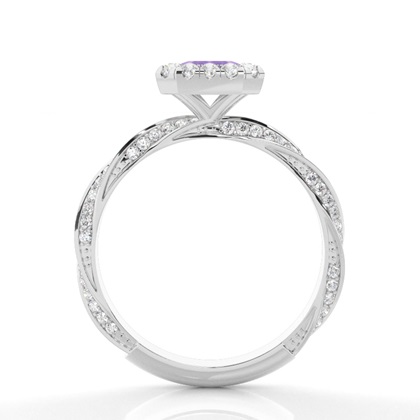 Lünette Fassung Amethyst Halo Verlobungsring