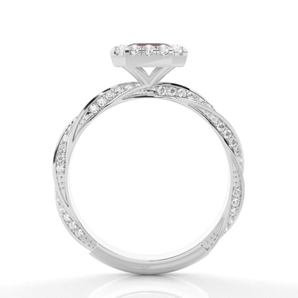 Lünette Fassung Granat Halo Verlobungsring