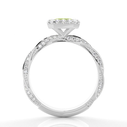 Lünette Fassung Peridot Halo Verlobungsring