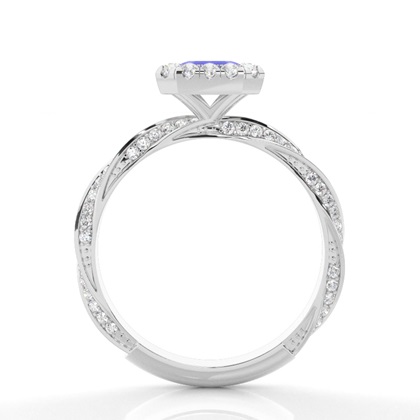 Lünette Fassung Tansanit Halo Verlobungsring