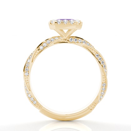 Lünette Fassung Amethyst Halo Verlobungsring