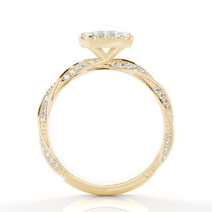 Aquamarin-Halo-Verlobungsring In Zargenfassung