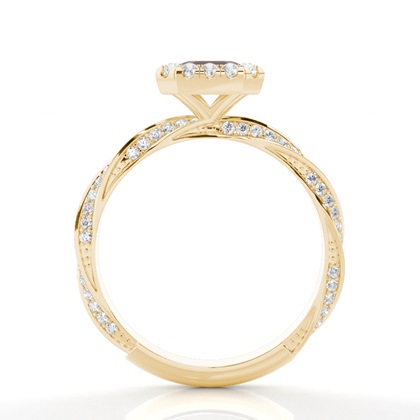 Lünette Fassung Granat Halo Verlobungsring