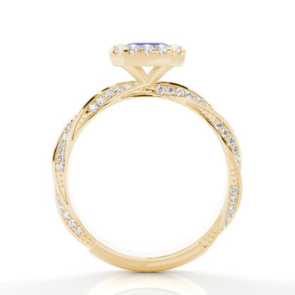 Lünette Fassung Tansanit Halo Verlobungsring