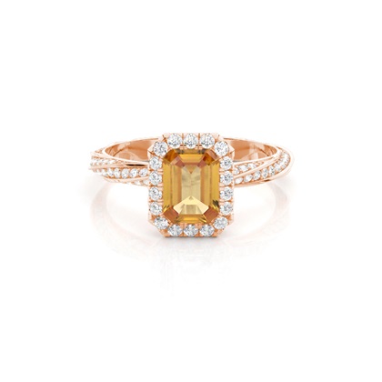 Bezel Setting Citrine Halo Engagement Ring