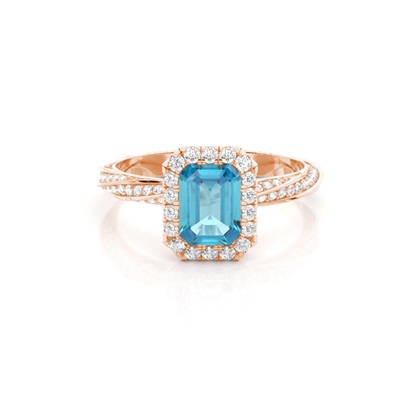 Bezel Setting Topaz Halo Engagement Ring
