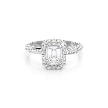 Emerald Twisted Diamond Engagement Rings