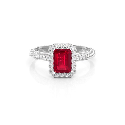 Bezel Setting Ruby Halo Engagement Ring