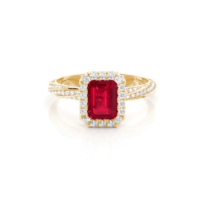 Bezel Setting Ruby Halo Engagement Ring