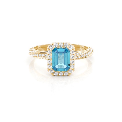 Bezel Setting Topaz Halo Engagement Ring