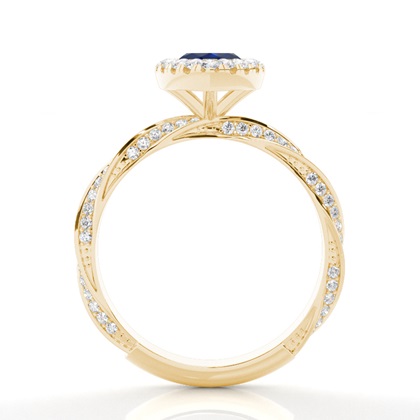 Blauer Saphir-Halo-Verlobungsring Mit Lünette In Fassung